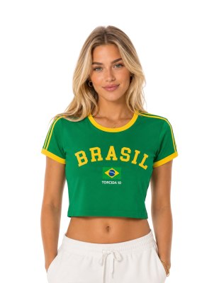 Cropped Feminino Brasil Torcida 10 &ndash; Verde