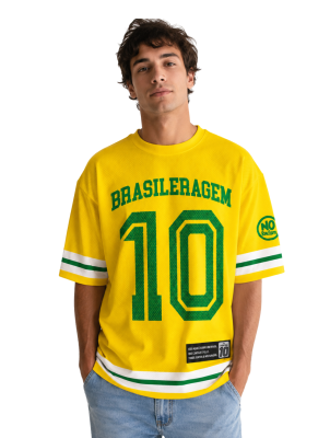 Camisa Brasileragem Oversized Torcida 10 Amarela