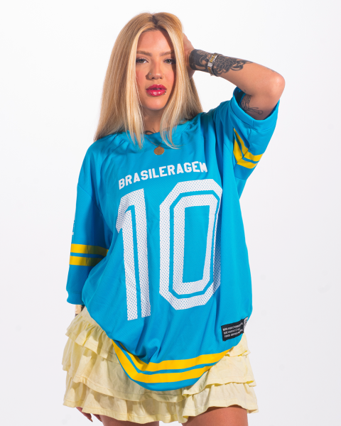 Camisa Brasileragem Oversized Football Jersey Turquesa