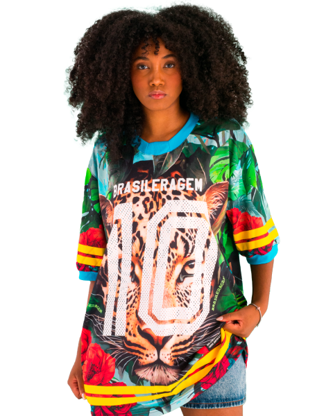 Camisa Brasileragem Oversized Football Jungle On&ccedil;a